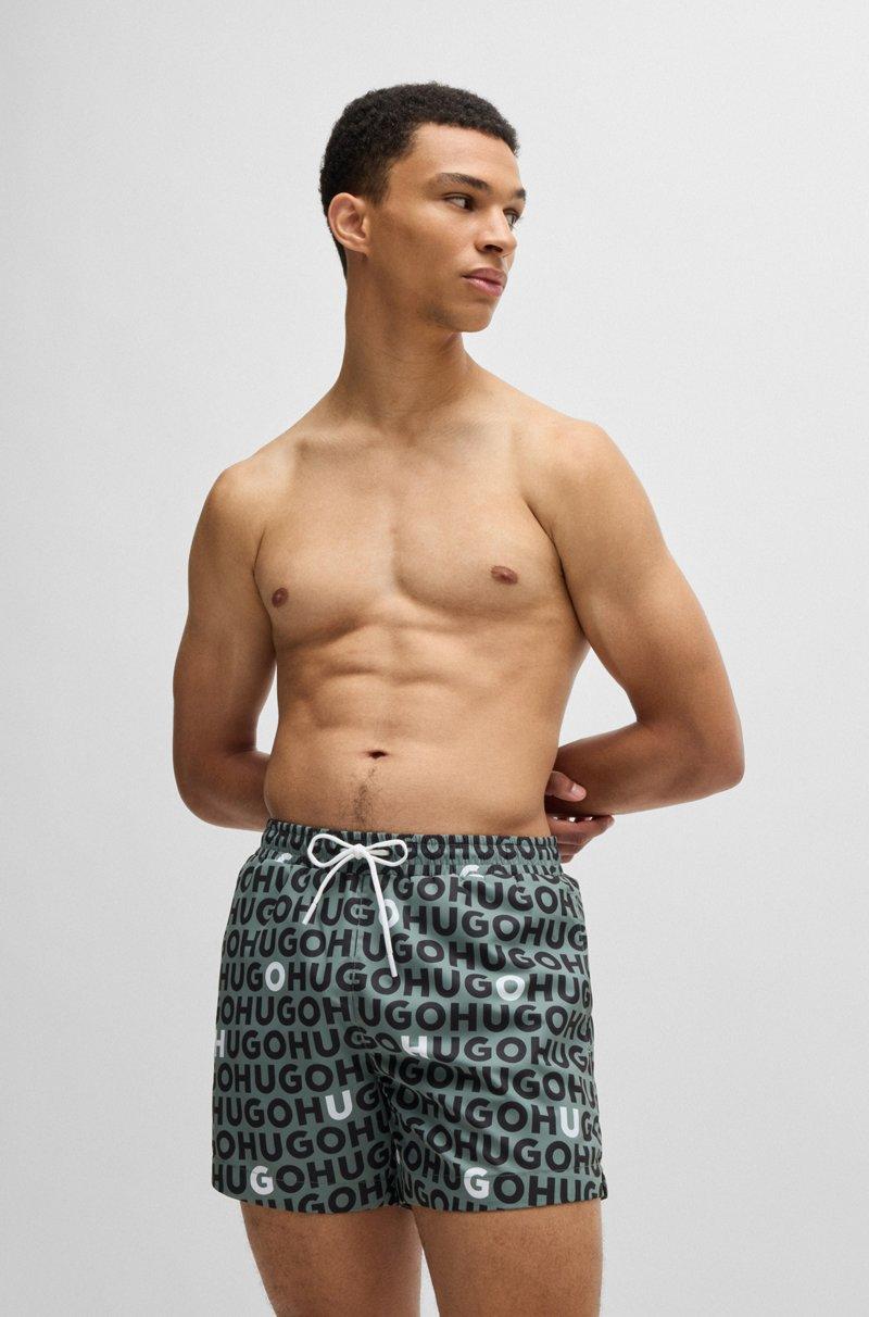 Hugo Boss Bañador tipo shorts con estampado de logos y cordón en la cintura
