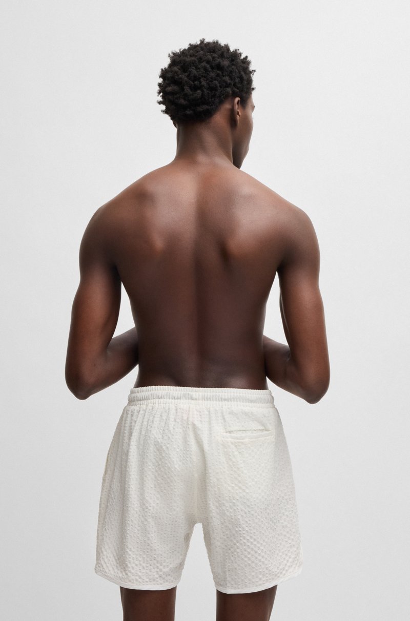 Hugo Boss Bañador Tipo Shorts Con Estructura De Rejilla Y Logo Apilado Bordado