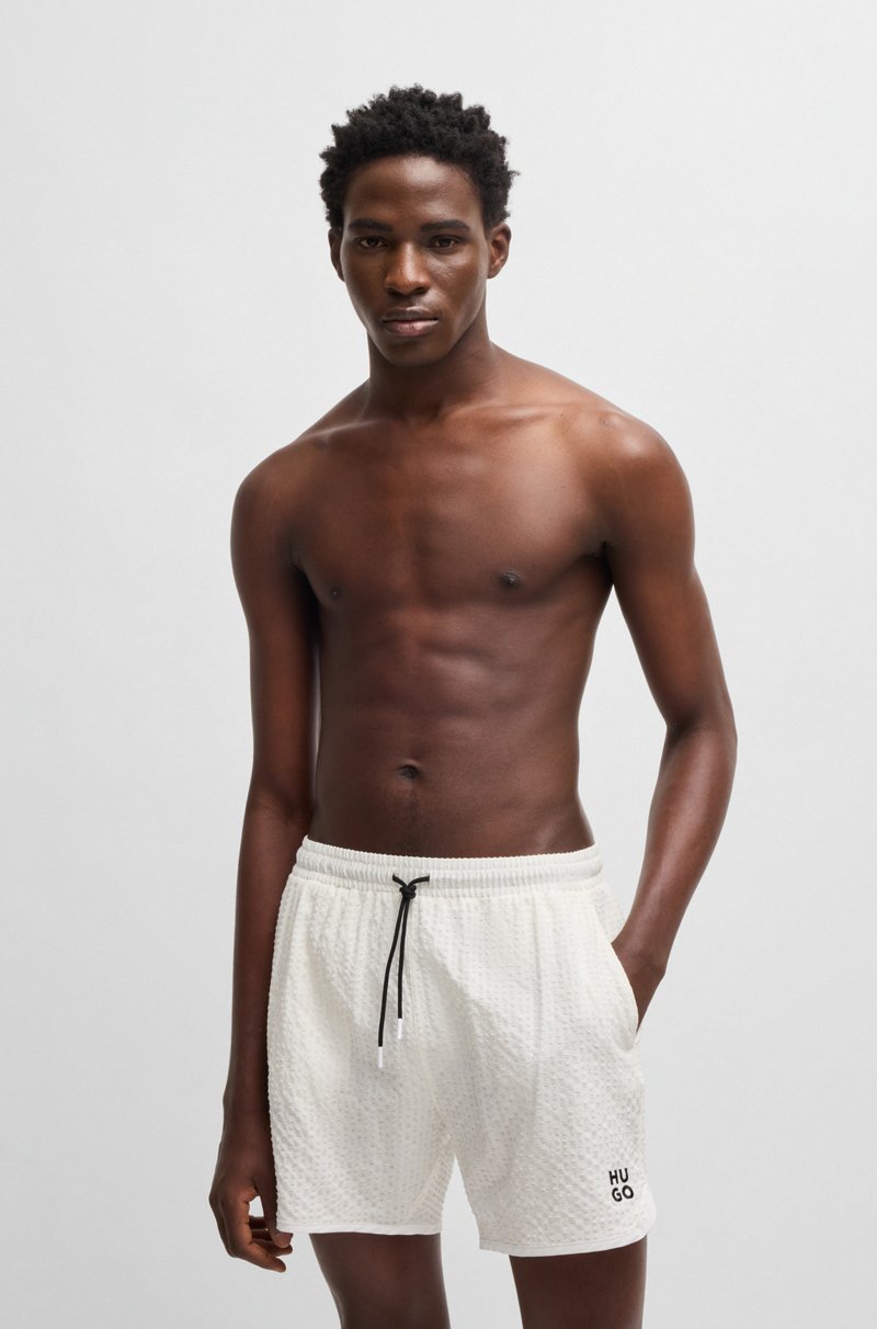 Hugo Boss Bañador tipo shorts con estructura de rejilla y logo apilado bordado