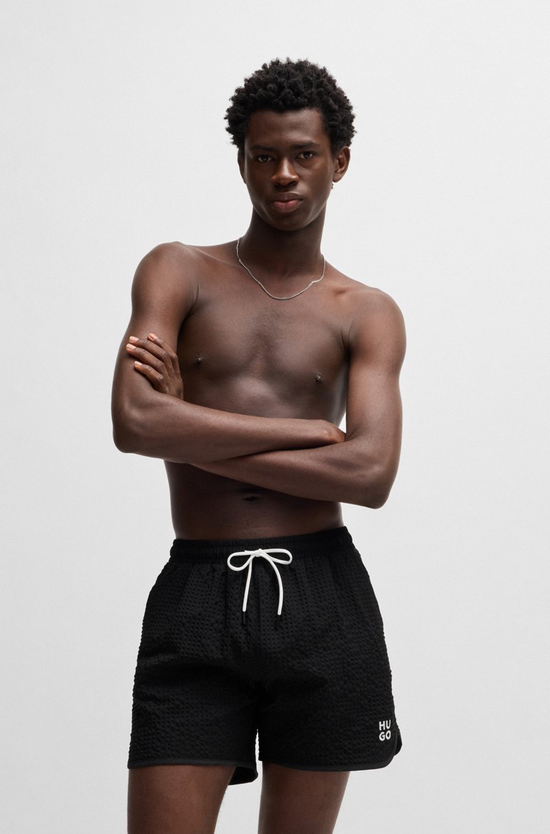 Hugo Boss Bañador tipo shorts con estructura de rejilla y logo apilado bordado