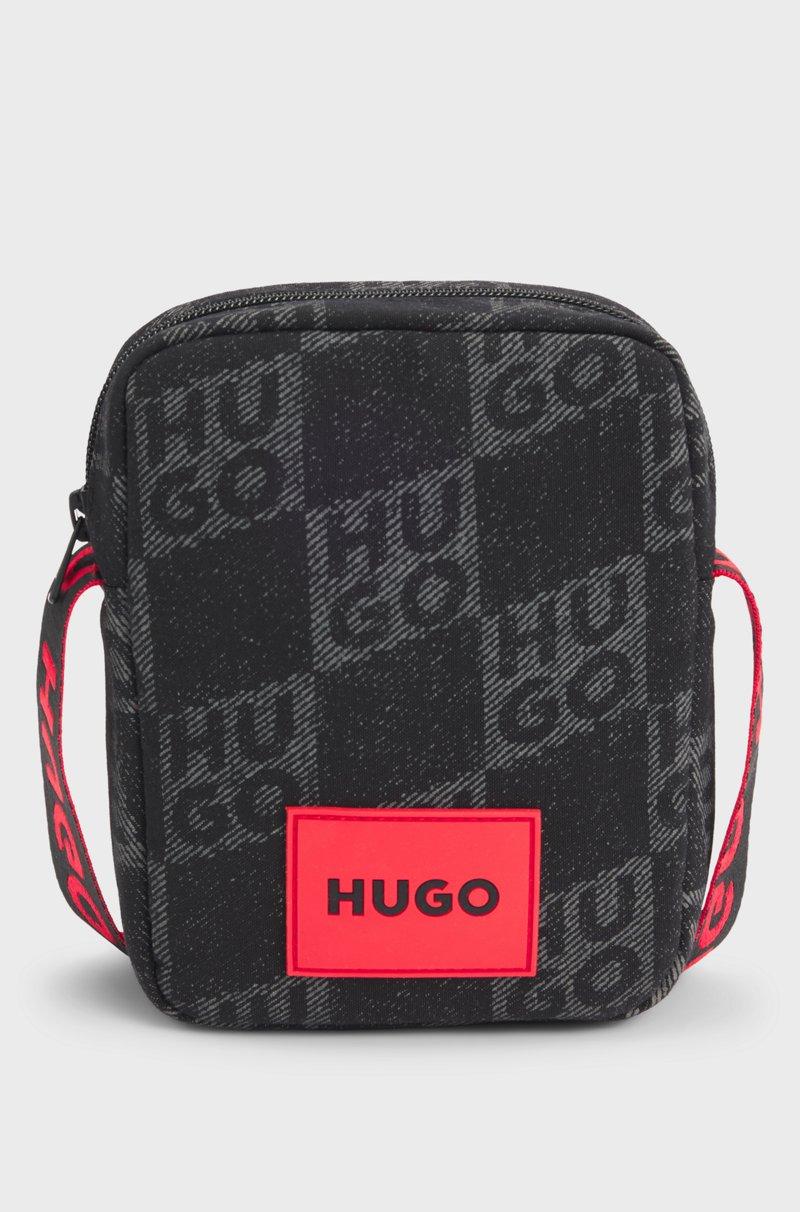 Hugo Boss Bandolera de lona para niños con logos apilados estampados