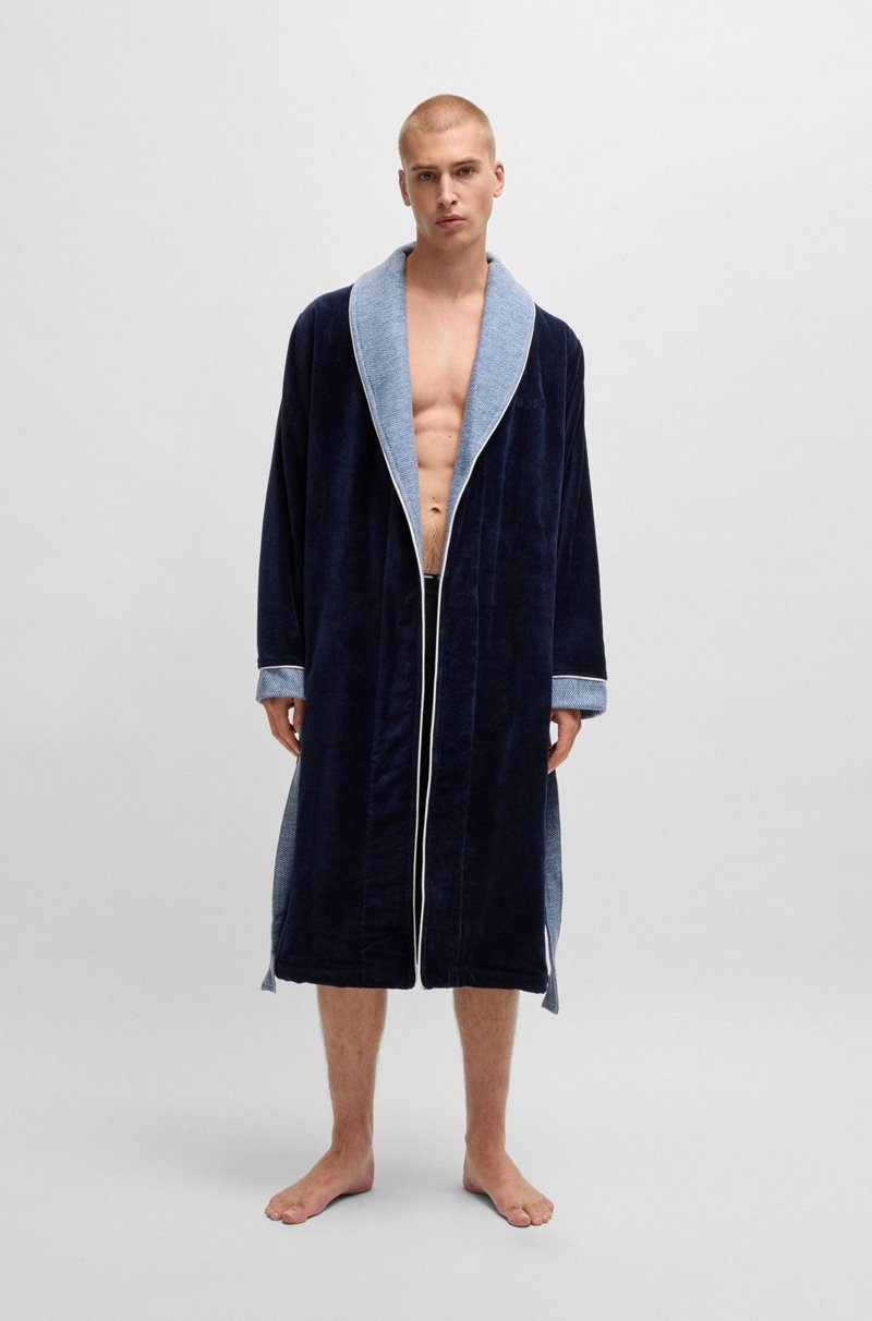 Hugo Boss Batín De Terciopelo De Algodón Azul Marino Con Logo Bordado