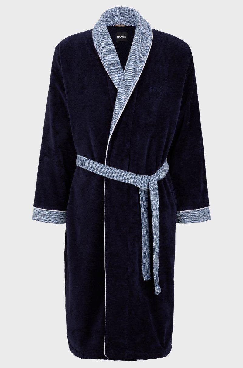 Hugo Boss Batín De Terciopelo De Algodón Azul Marino Con Logo Bordado