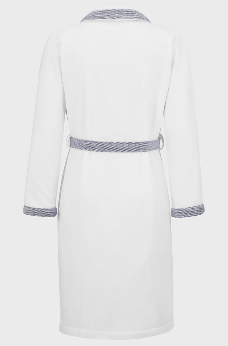 Hugo Boss Batín De Terciopelo De Algodón Blanco Con Logo Bordado