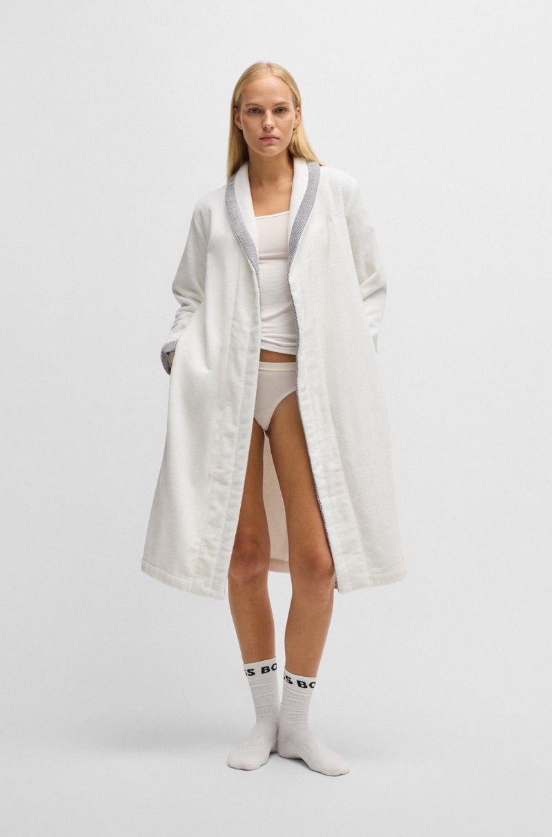 Hugo Boss Batín De Terciopelo De Algodón Blanco Con Logo Bordado