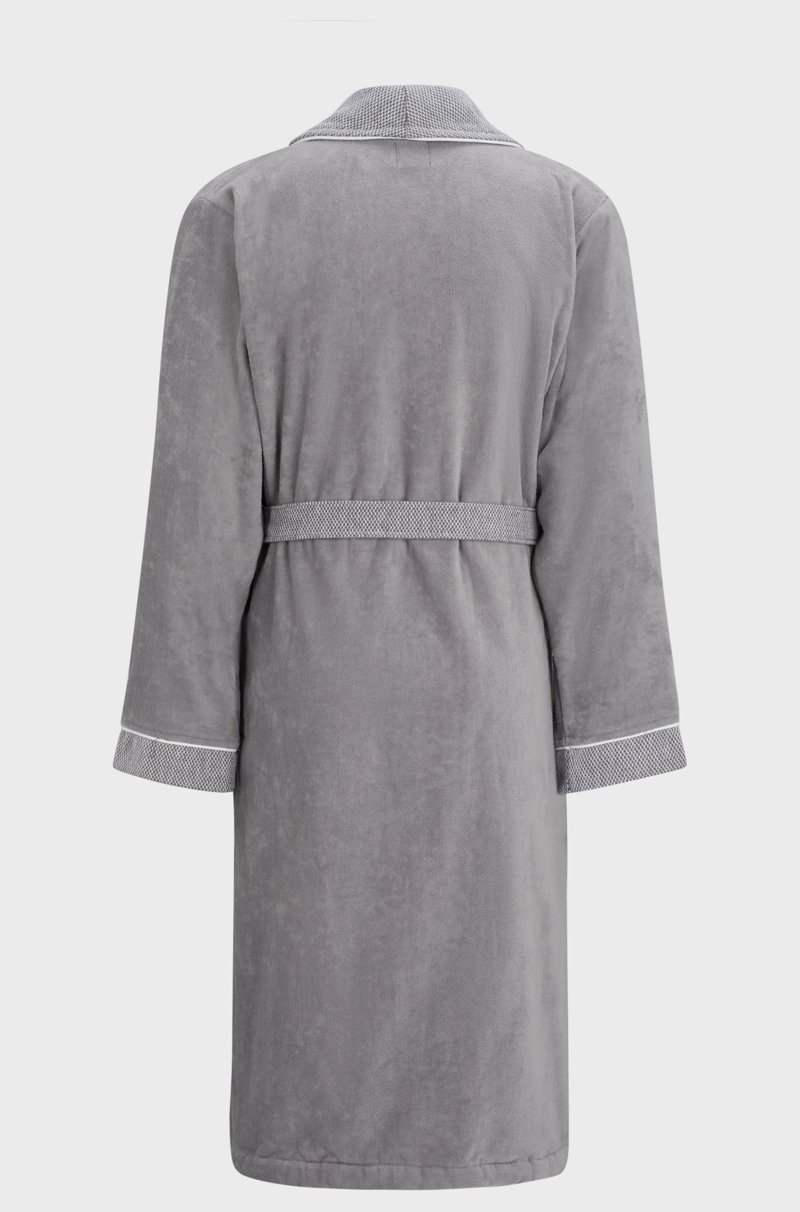 Hugo Boss Batín De Terciopelo De Algodón Gris Con Logo Bordado