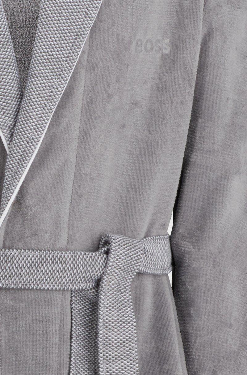 Hugo Boss Batín De Terciopelo De Algodón Gris Con Logo Bordado