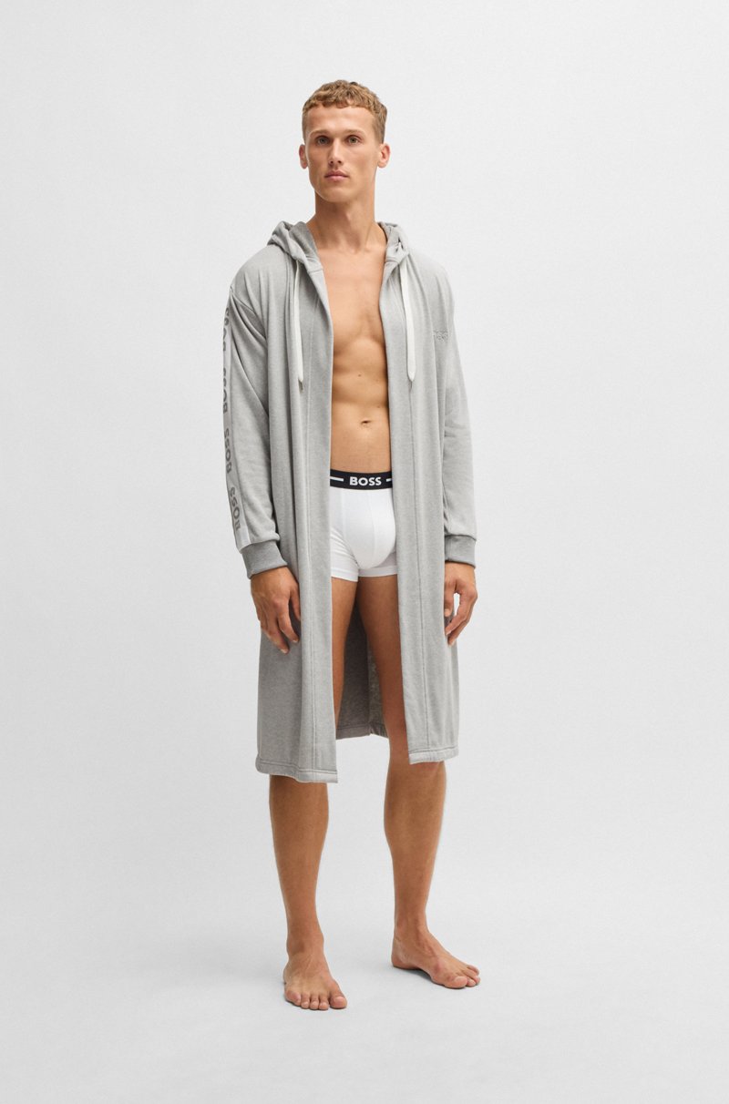 Hugo Boss Batín Gris Con Capucha Y Estampado De Logo En Las Mangas