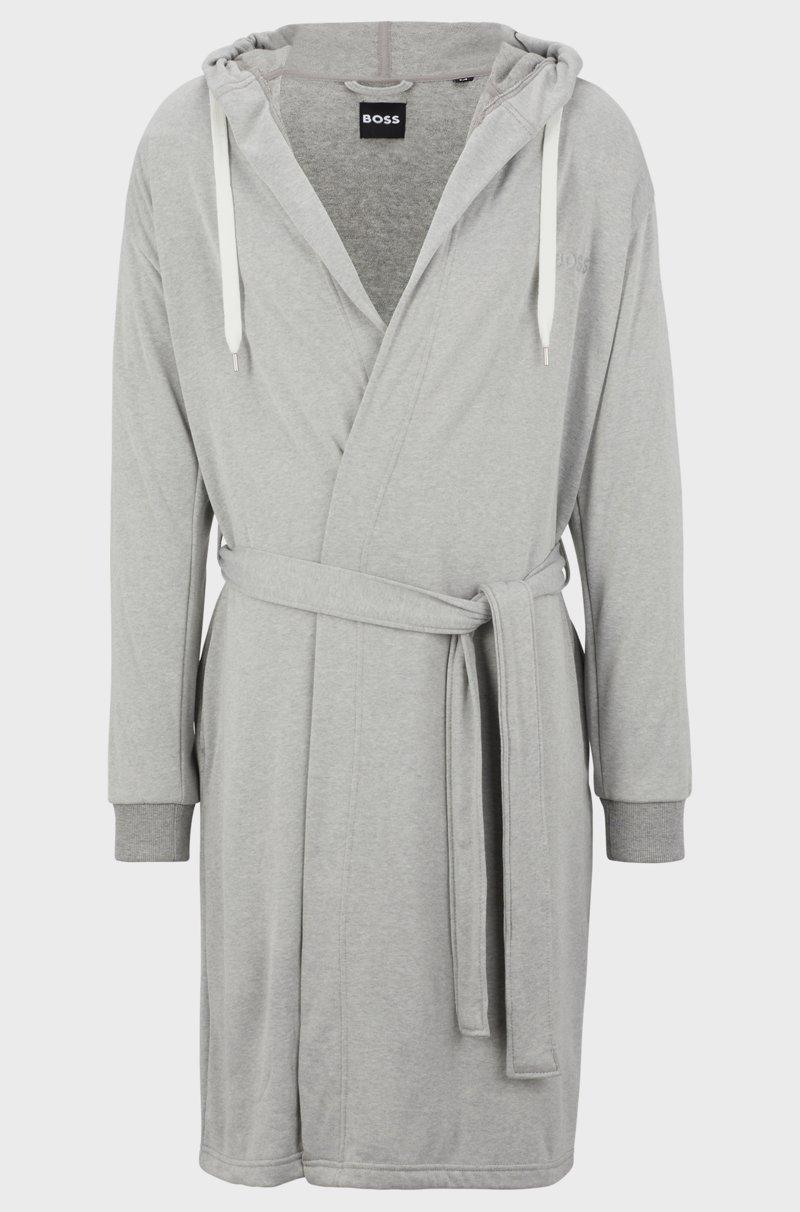 Hugo Boss Batín gris con capucha y estampado de logo en las mangas