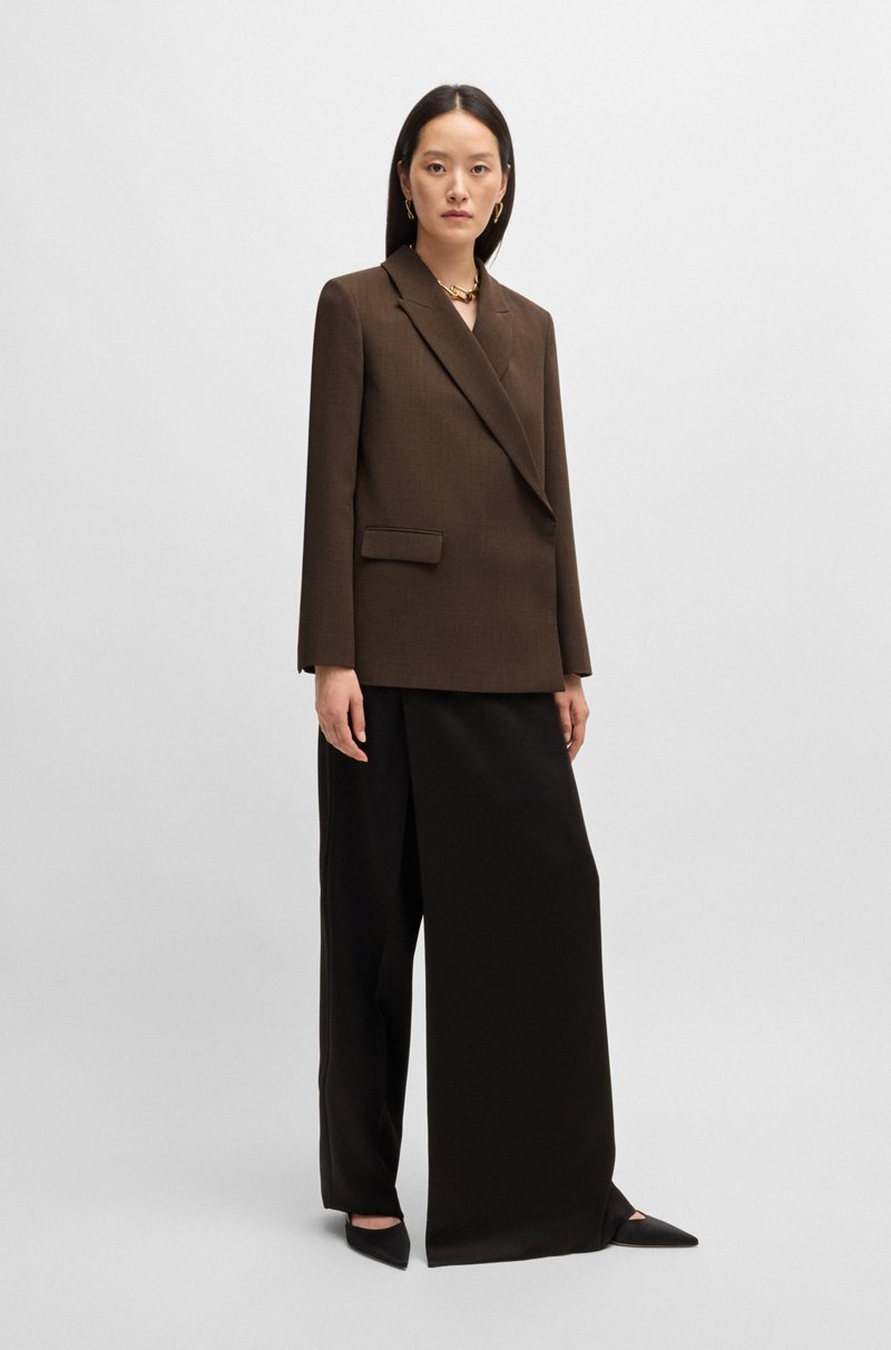 Hugo Boss Blazer Cruzado En Crepé De Lana Virgen Jaspeada