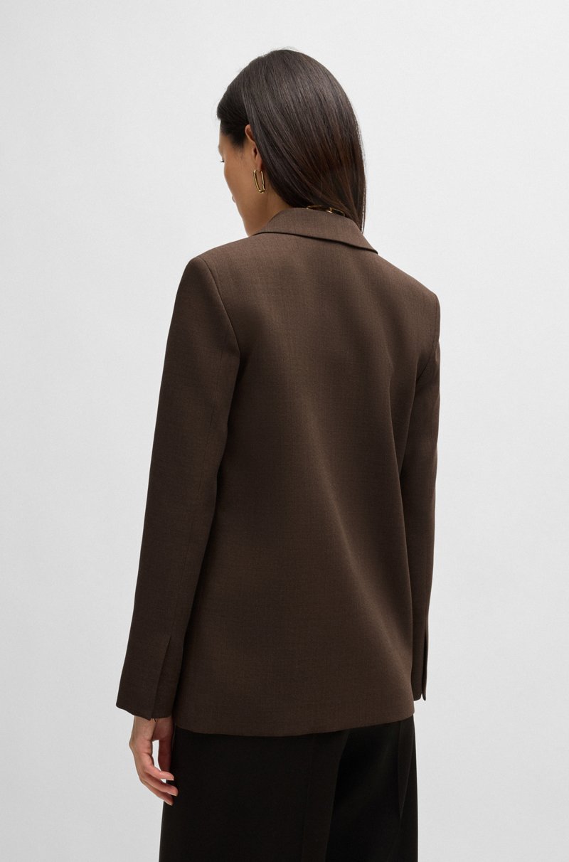 Hugo Boss Blazer Cruzado En Crepé De Lana Virgen Jaspeada