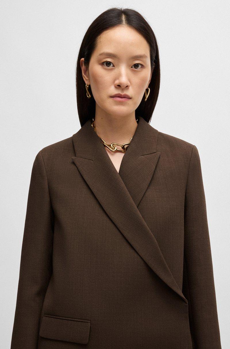 Hugo Boss Blazer Cruzado En Crepé De Lana Virgen Jaspeada