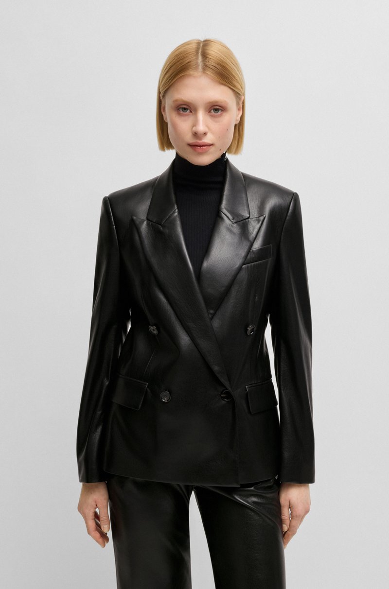 Hugo Boss Blazer cruzado regular fit en piel sintética