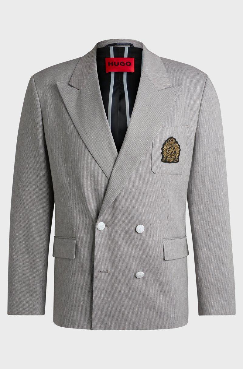 Hugo Boss Blazer de corte moderno en algodón lino y elástico