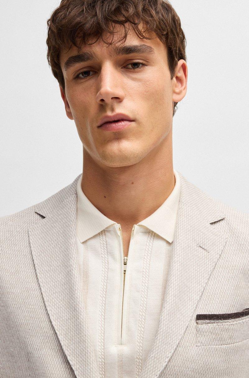 Hugo Boss Blazer Regular Fit De Lino Y Algodón Con Dibujo