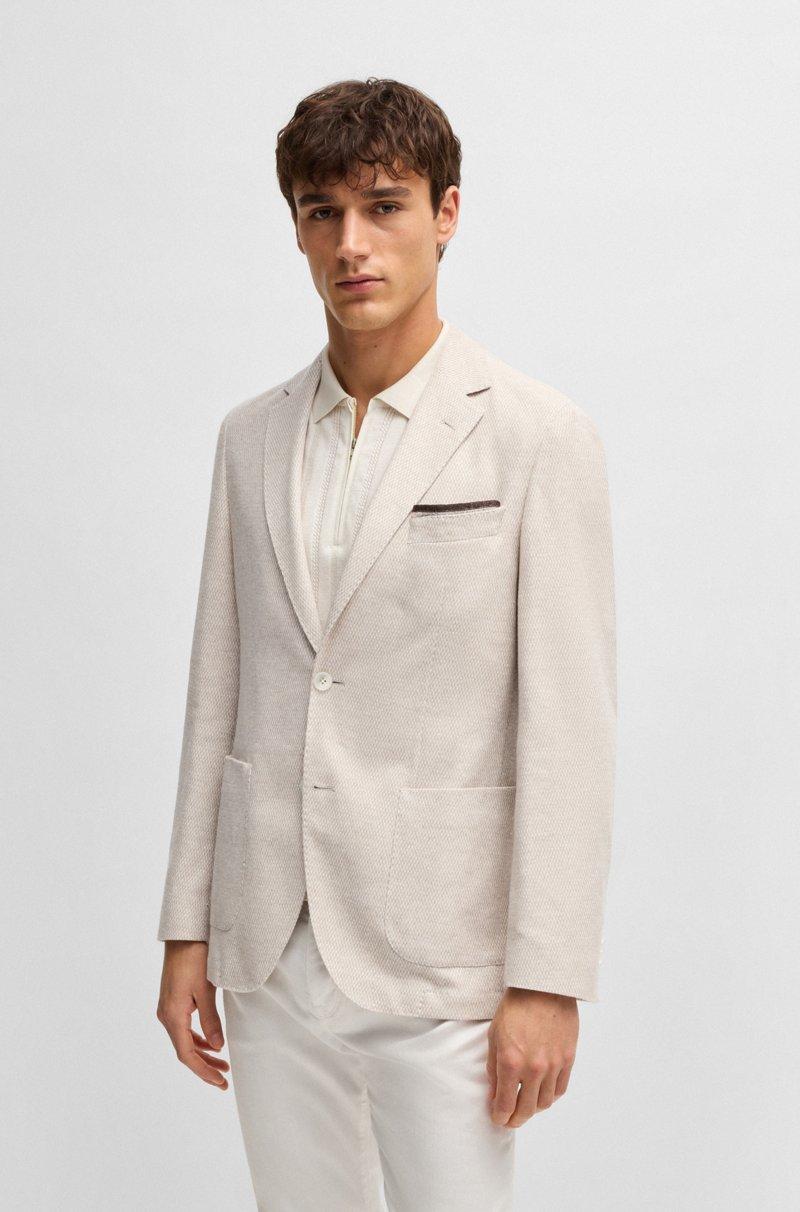 Hugo Boss Blazer regular fit de lino y algodón con dibujo