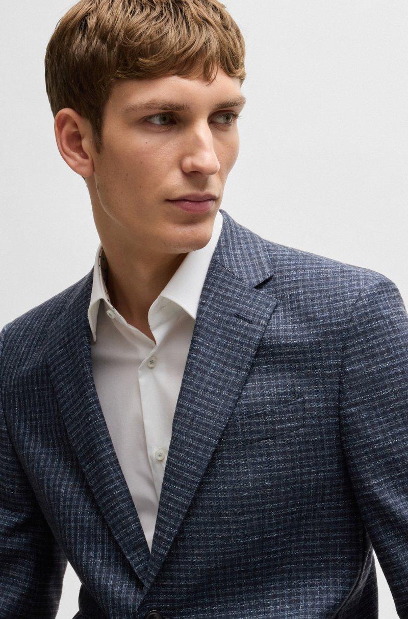 Hugo Boss Blazer Regular Fit En Paño Elástico A Cuadros