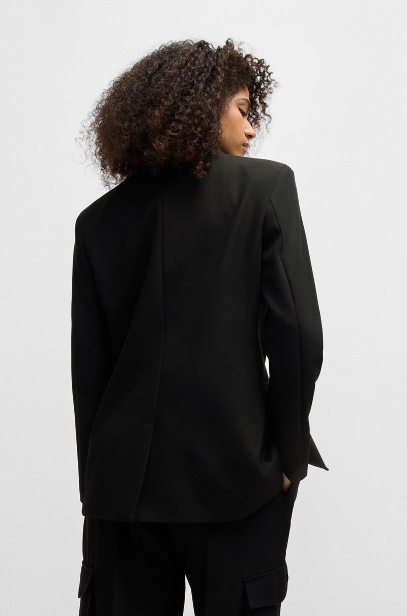 Hugo Boss Blazer Regular Fit En Tejido Elástico Con Solapas Descendentes