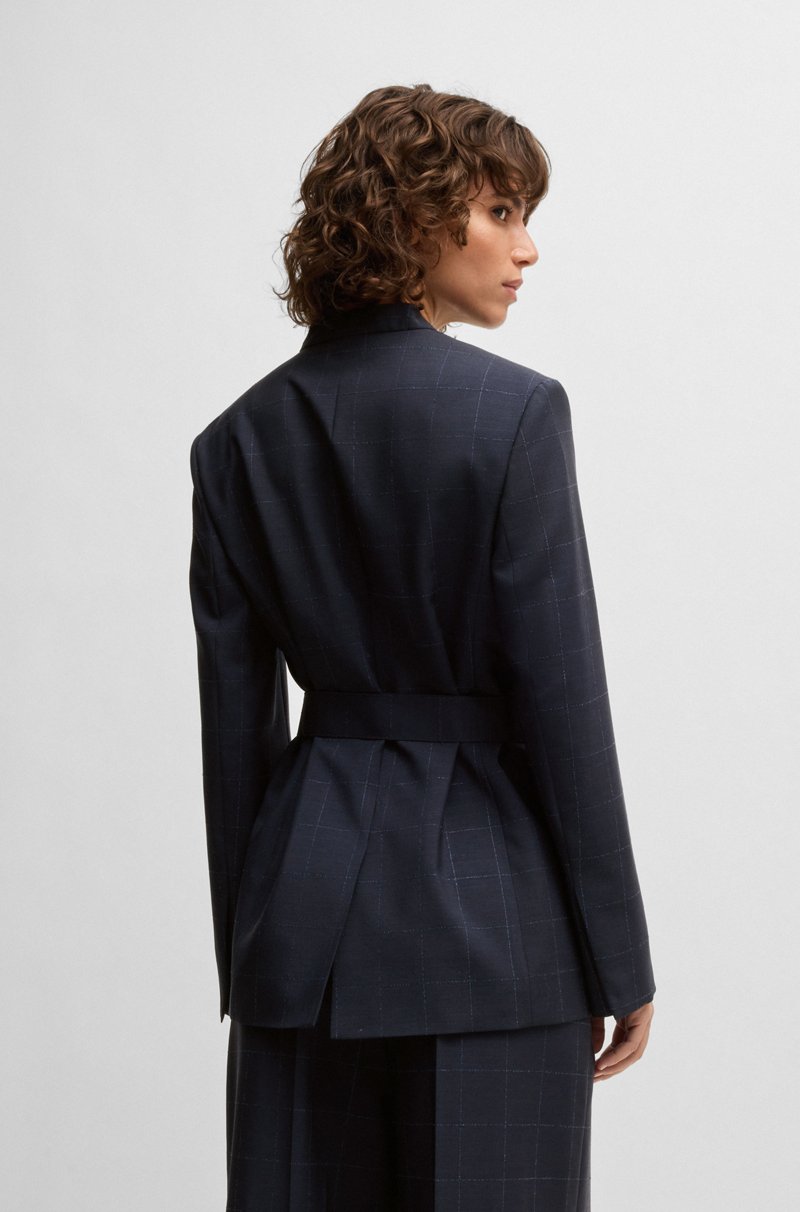 Hugo Boss Blazer Sin Cuello En Lana Italiana Lana Con Textura Y Seda Tussah