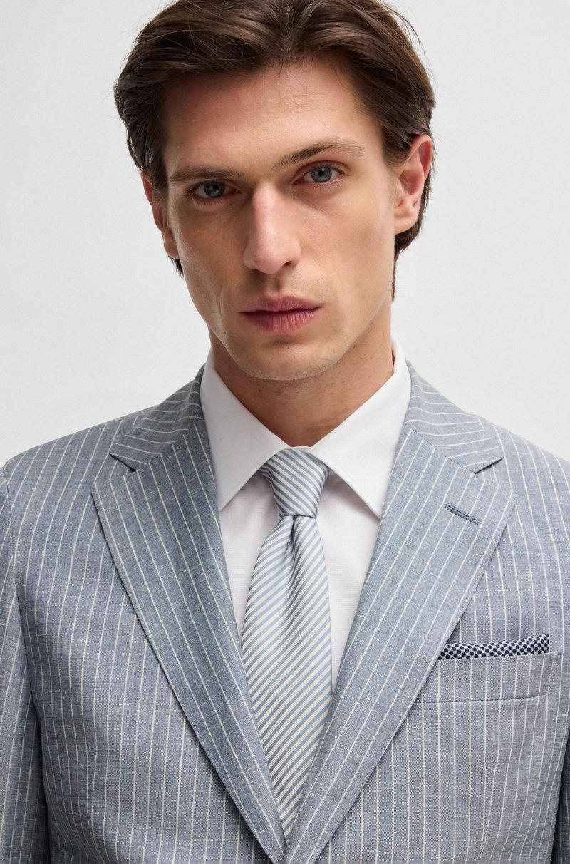Hugo Boss Blazer Slim Fit A Rayas En Lana Virgen Seda Y Lino
