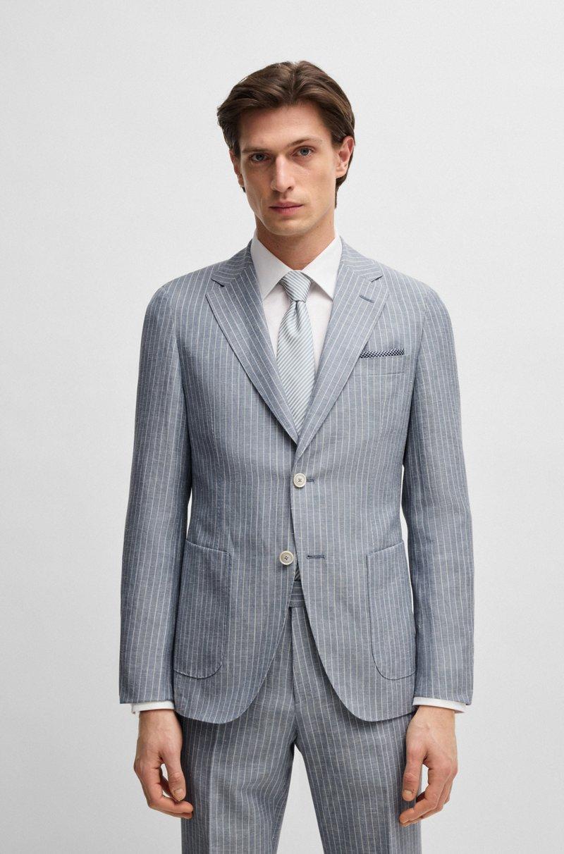 Hugo Boss Blazer slim fit a rayas en lana virgen seda y lino