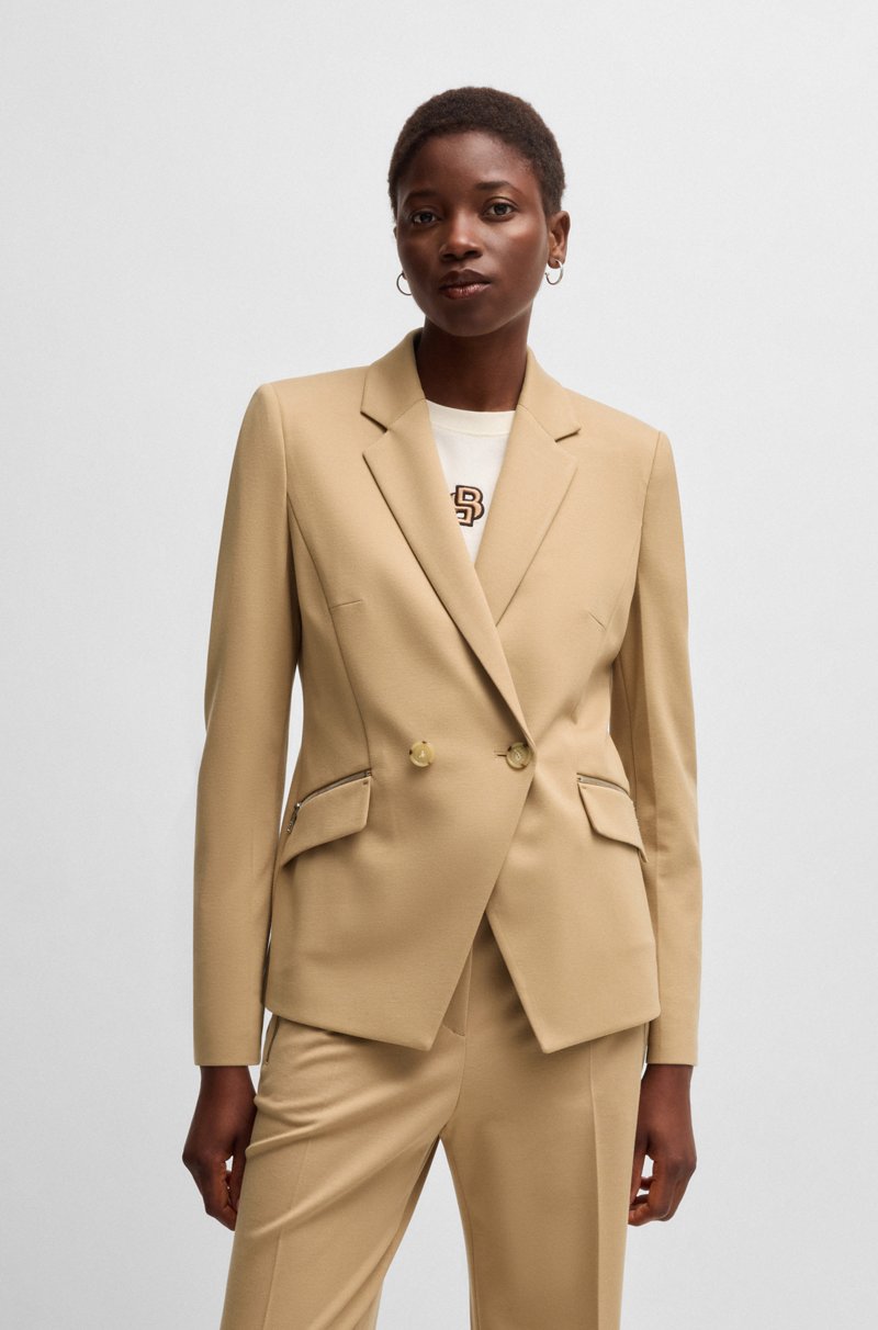 Hugo Boss Blazer slim fit con bolsillos con cremallera