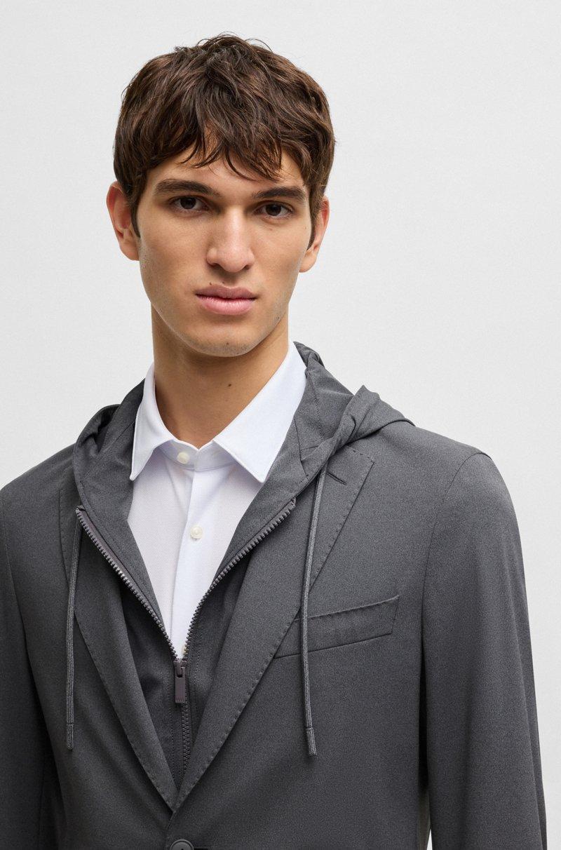 Hugo Boss Blazer Slim Fit Con Interior Con Capucha Integrada