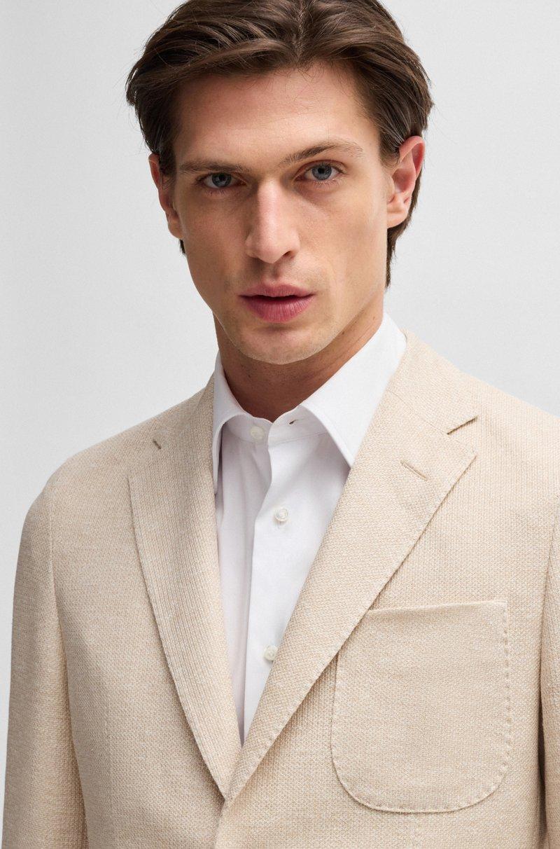 Hugo Boss Blazer Slim Fit De Lino Y Algodón Con Dibujo
