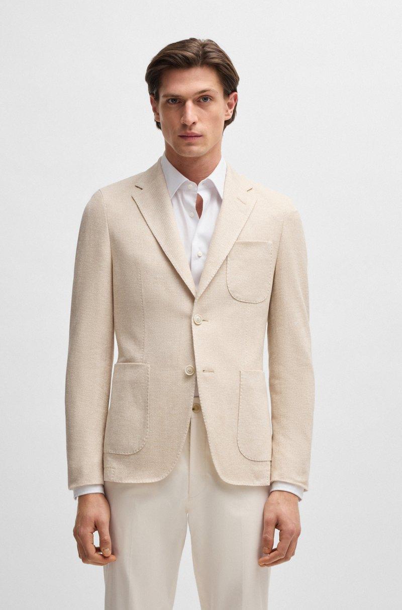 Hugo Boss Blazer slim fit de lino y algodón con dibujo