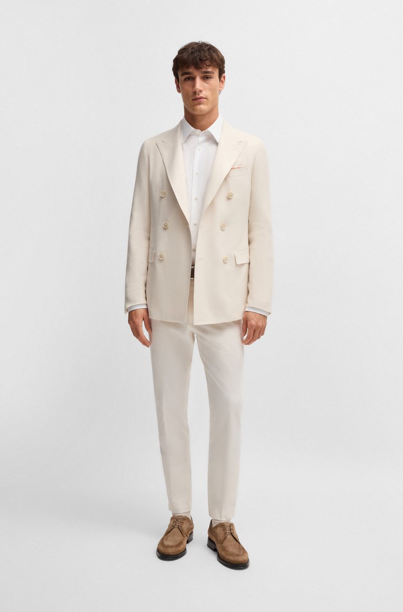 Hugo Boss Blazer Slim Fit De Seda Y Cashmere Con Estampado