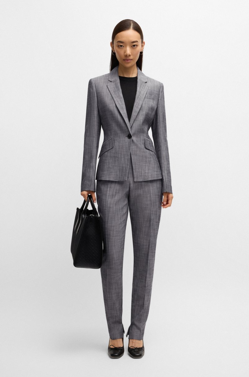 Hugo Boss Blazer Slim Fit De Tejido Sharkskin Jaspeado