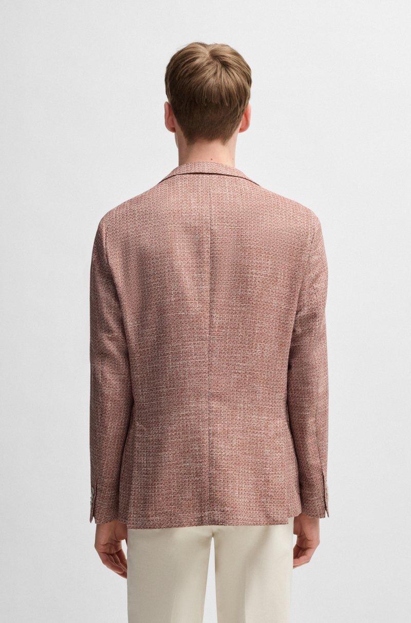 Hugo Boss Blazer Slim Fit De Tweed Elástico Con Microestampado