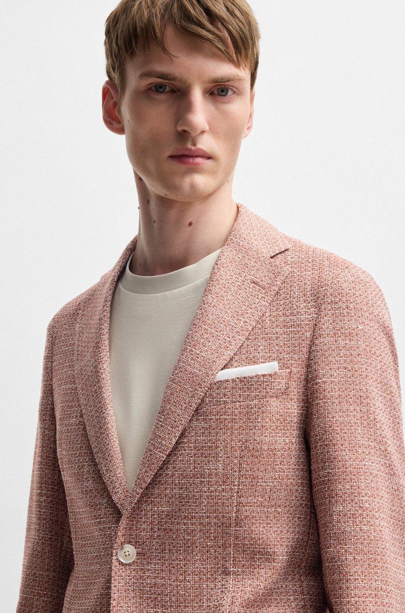 Hugo Boss Blazer Slim Fit De Tweed Elástico Con Microestampado