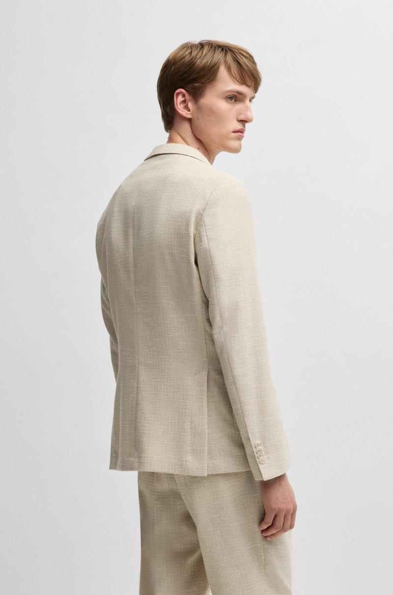 Hugo Boss Blazer Slim Fit De Tweed Elástico Con Microestampado