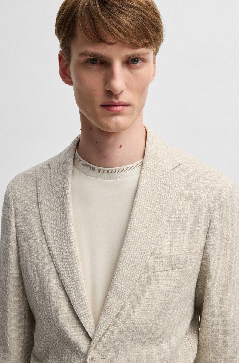 Hugo Boss Blazer Slim Fit De Tweed Elástico Con Microestampado