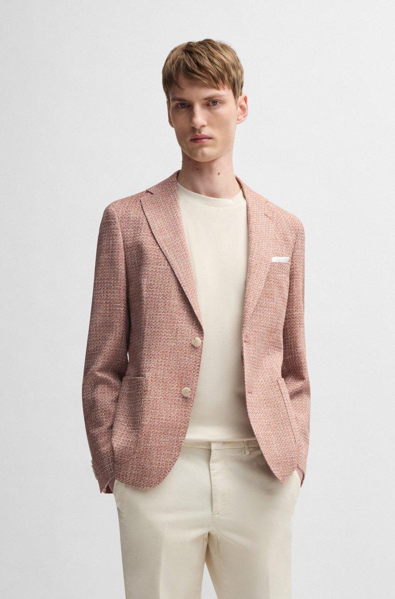 Hugo Boss Blazer slim fit de tweed elástico con microestampado
