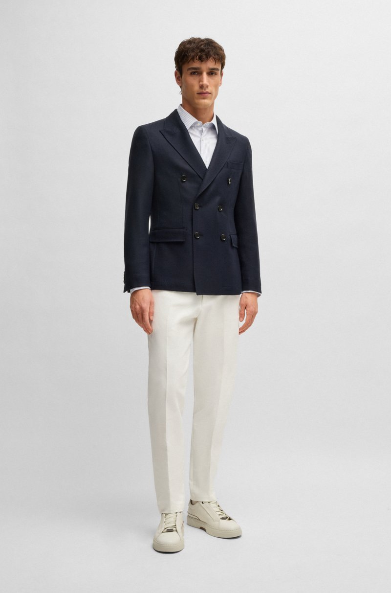 Hugo Boss Blazer Slim Fit En Lana Virgen Con Microestampado
