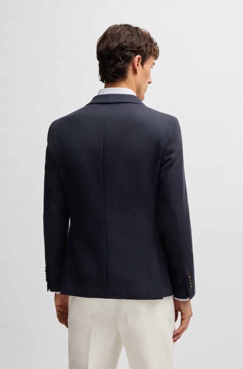 Hugo Boss Blazer Slim Fit En Lana Virgen Con Microestampado