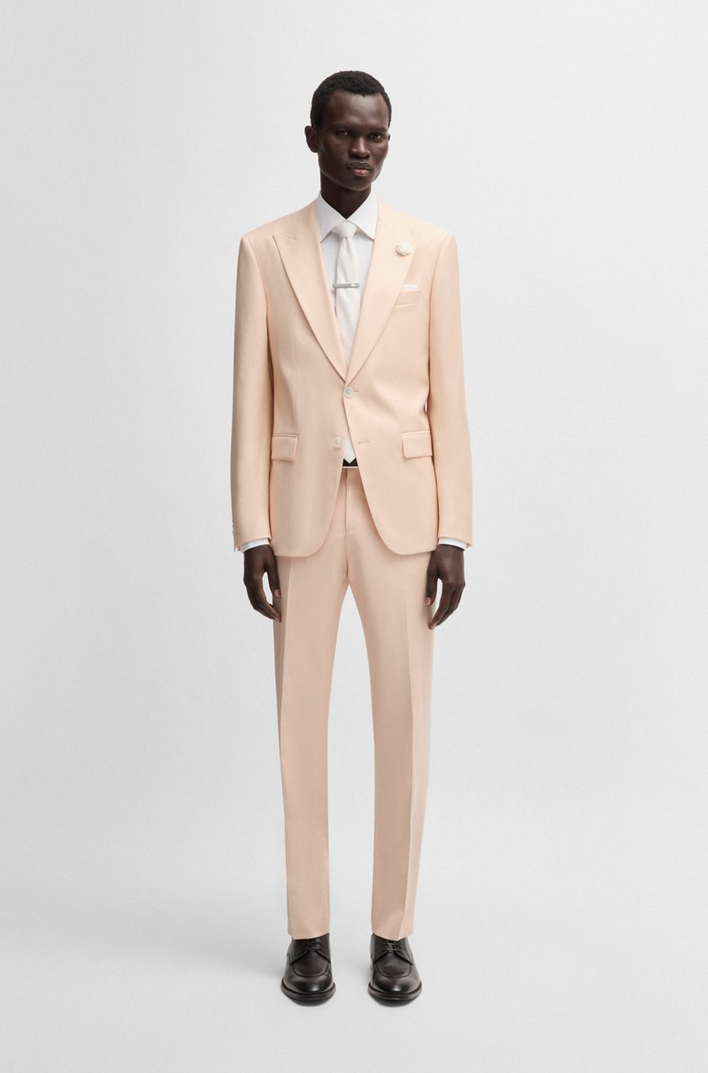 Hugo Boss Blazer Slim Fit En Satén De Mezcla De Lana