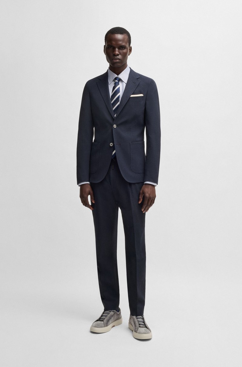 Hugo Boss Blazer Slim Fit En Sirsaca De Mezcla De Lana Con Seda