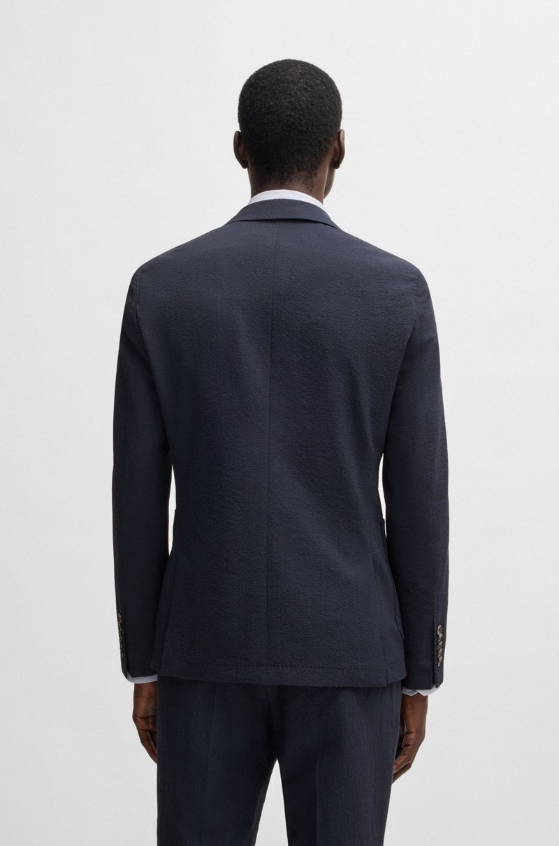 Hugo Boss Blazer Slim Fit En Sirsaca De Mezcla De Lana Con Seda