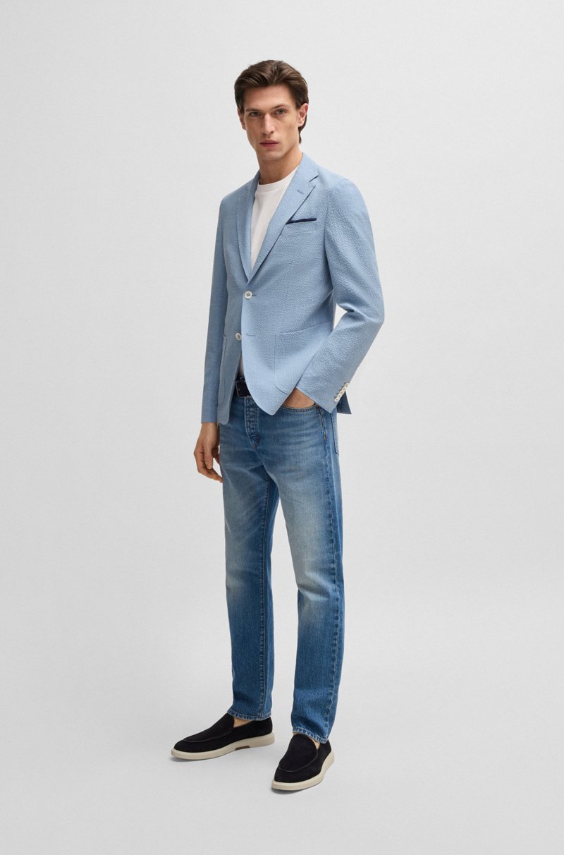 Hugo Boss Blazer Slim Fit En Sirsaca De Mezcla De Lana Con Seda