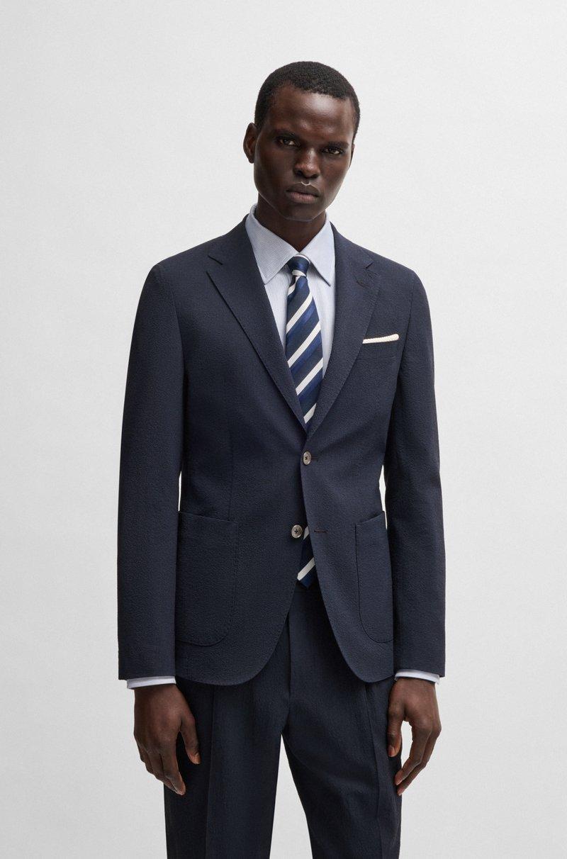 Hugo Boss Blazer slim fit en sirsaca de mezcla de lana con seda