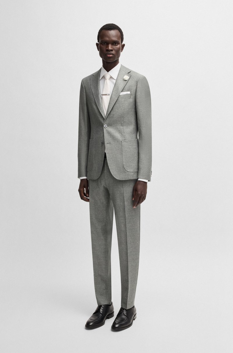 Hugo Boss Blazer Slim Fit En Tejido Con Microdibujo