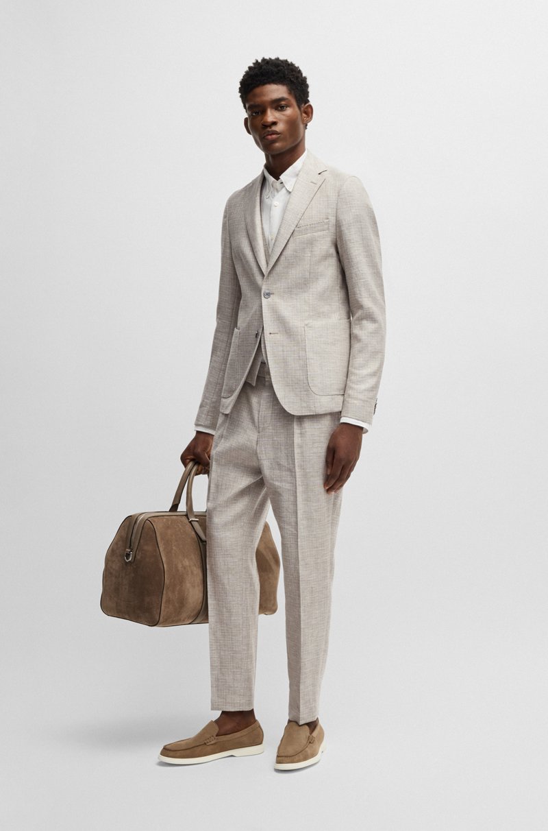 Hugo Boss Blazer Slim Fit En Tejido Con Microdibujo