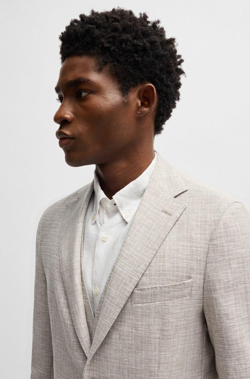 Hugo Boss Blazer Slim Fit En Tejido Con Microdibujo
