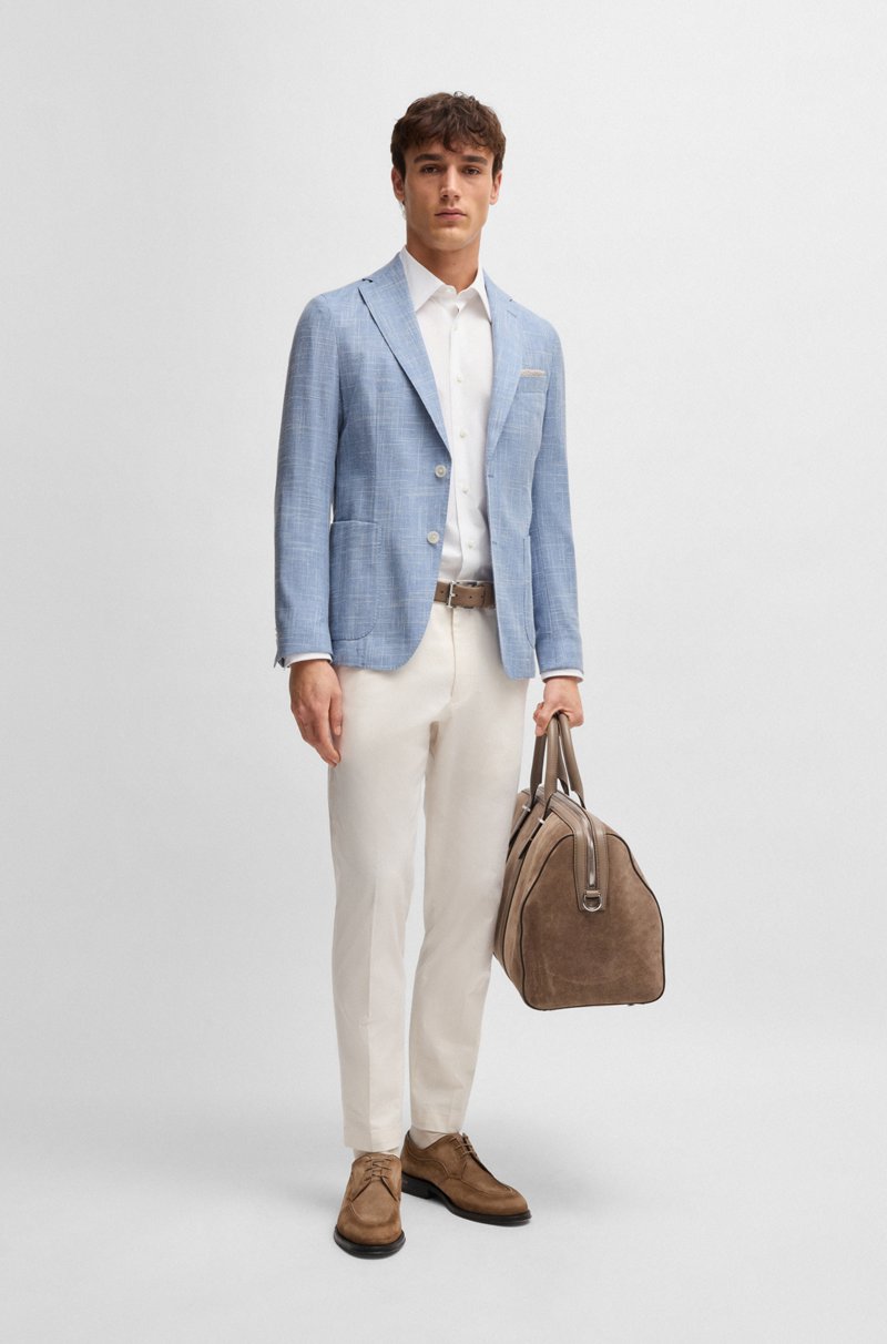 Hugo Boss Blazer Slim Fit En Tejido Con Microdibujo