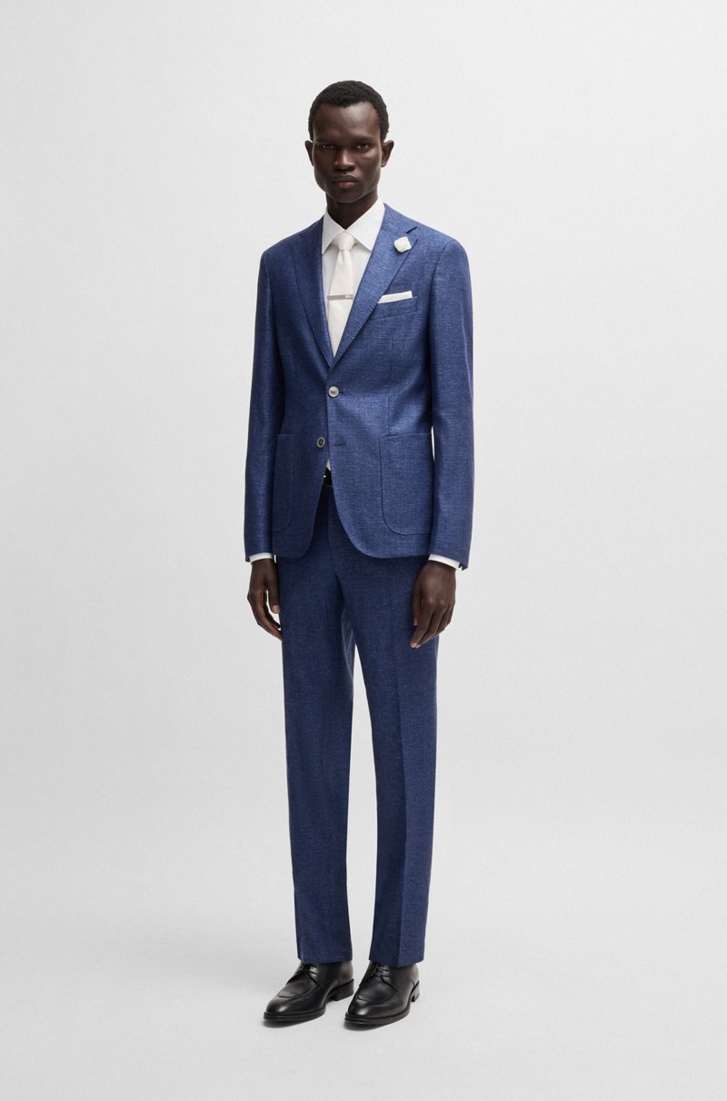 Hugo Boss Blazer Slim Fit En Tejido Con Microdibujo