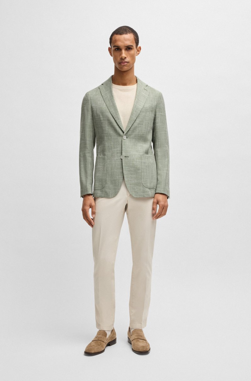 Hugo Boss Blazer Slim Fit En Tejido Con Microdibujo