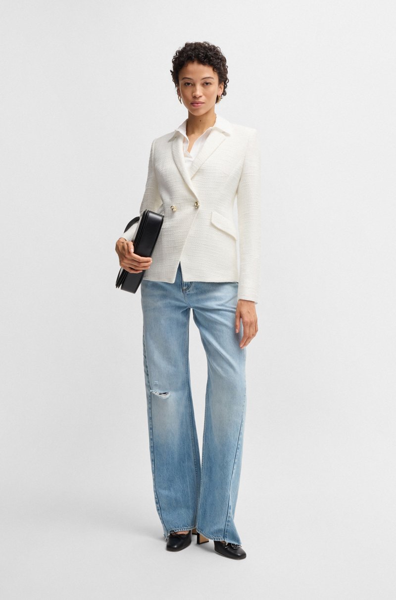 Hugo Boss Blazer Slim Fit En Tejido Tweed De Algodón